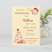 Flavescent gestript Holiday Open House Kaart (Staand voorkant)