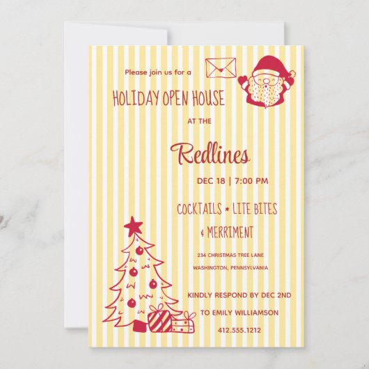 Flavescent gestript Holiday Open House Kaart (Voorkant)