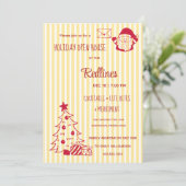 Flavescent gestript Holiday Open House Kaart (Staand voorkant)