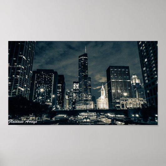 Flaviano arroyo - Chicago bij nacht 1 Poster (Voorkant)