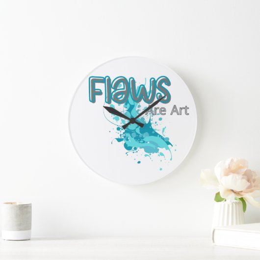 Flaws Are Art – Inspirational Abstract Splash Blue Grote Klok (Huis)