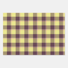 Flax and Livid Brown Plaid Yellow Inpakpapier Vel