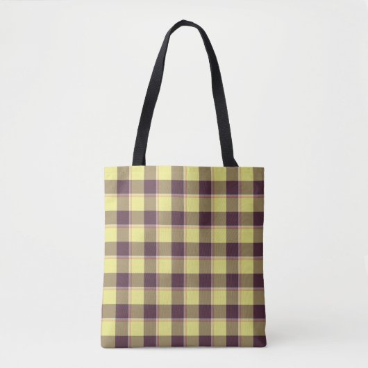 Flax and Livid Brown Plaid Yellow Tote Bag (Voorkant)