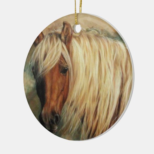 Flaxen Shetland Pony Keramisch Ornament (Links)