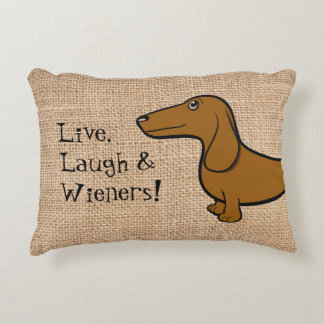 FLDR Oscar "Live, Laugh & Wieners" Pillow Accent Kussen