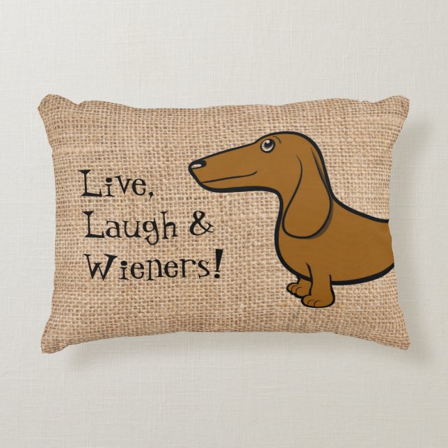 FLDR Oscar "Live, Laugh & Wieners" Pillow Accent Kussen (Voorkant)
