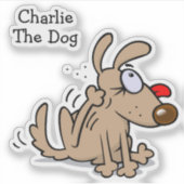 Flea krabben cartoon hond met favoriete naam sticker (Voorkant)