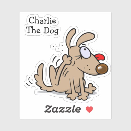 Flea krabben cartoon hond met favoriete naam sticker (Vel)