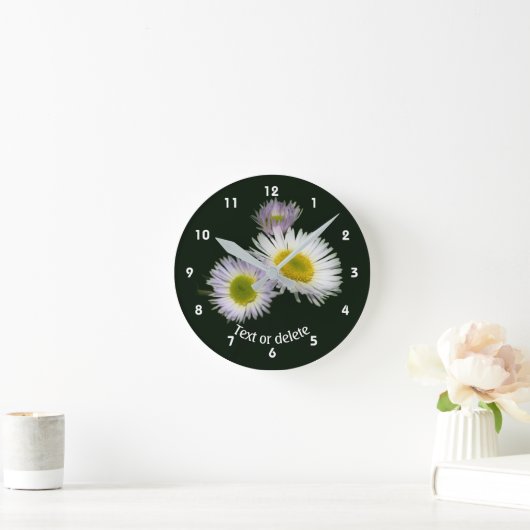 Fleabane Daisy Wildflowers Personalized Ronde Klok (Huis)