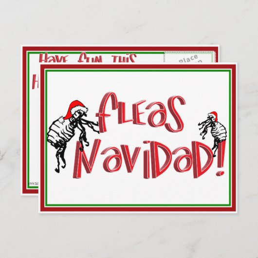 Fleas Navidad - Dansende kerstmis Feestdagenkaart (Voorkant / Achterkant)