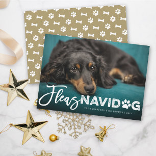 Fleas Navidog Paw Print Hondenliefhebber Foto Funn Feestdagenkaart