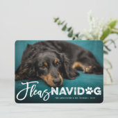 Fleas Navidog Paw Print Hondenliefhebber Foto Funn Feestdagenkaart (Staand voorkant)