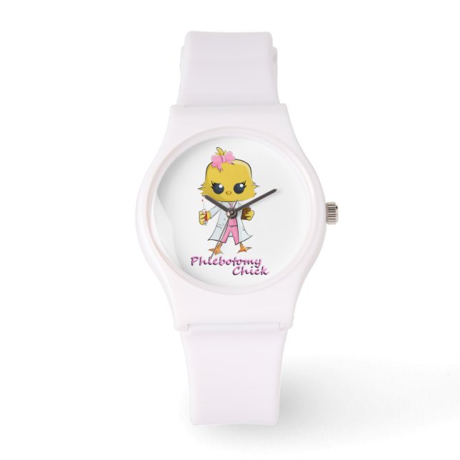 Flebotomie Chick Watch Wit Horloge (Voorkant)