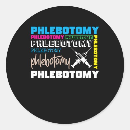Flebotomie Flehotomist Bloedspuit Zenuwstelselaand Ronde Sticker (Voorkant)