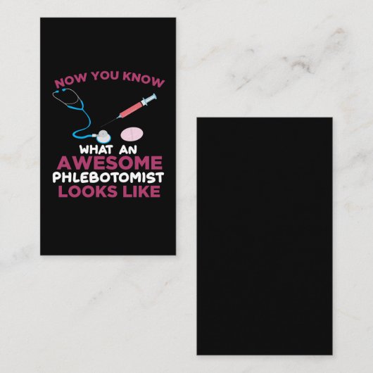 Flebotomist Bloedvatpunctievezel Flebotomie Visitekaartje (Voorkant / Achterkant)