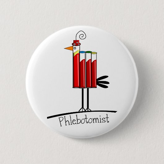 Flebotomist "Blood Tube Bird" — Giften Ronde Button 5,7 Cm (Voorkant)