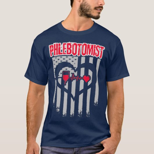 Flebotomist Flag Needle Phlebotometechnicus T-shirt (Voorkant)
