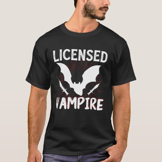 Flebotomist gelicentieerde Vampier Phlebotomy Tech T-shirt (Voorkant)