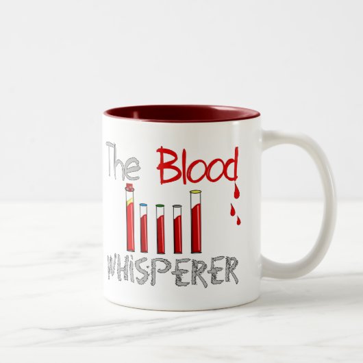 Flebotomist Gifts "The Blood Whisperer" Tweekleurige Koffiemok (Rechts)