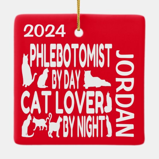 Flebotomist houdt van katten keramisch ornament (Achterkant)