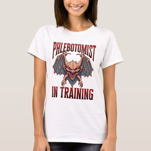 Flebotomist in opleiding Funny Student Vleermuis T-shirt (Voorkant)