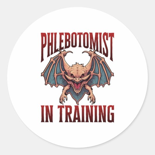 Flebotomist in Opleiding Grappige Student Vleermui Ronde Sticker (Voorkant)