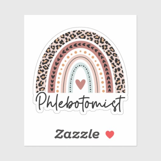 Flebotomist Leopard Rainbow Flebotomy Technicus Sticker (Vel)