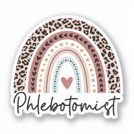 Flebotomist Leopard Rainbow Flebotomy Technicus Sticker (Voorkant)