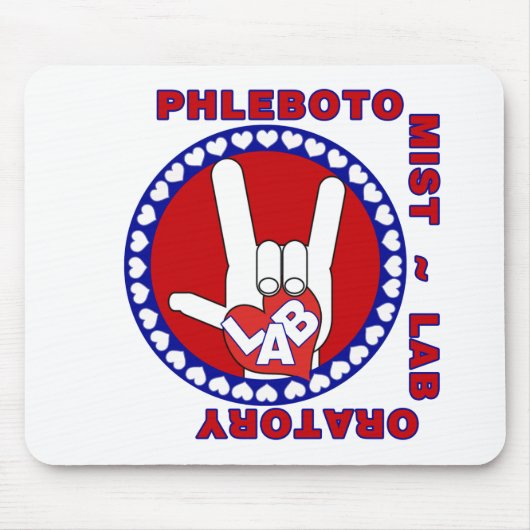 FLEBOTOMIST LOVE LOGO LABAORTORY MUISMAT (Voorkant)
