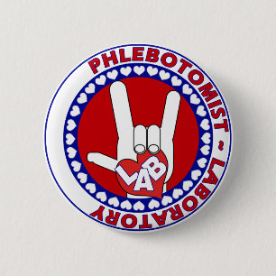 FLEBOTOMIST LOVE LOGO LABAORTORY RONDE BUTTON 5,7 CM
