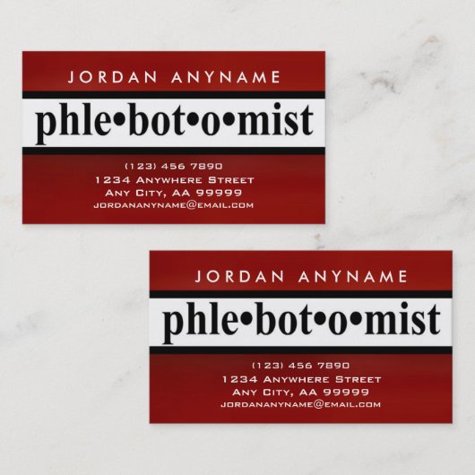 Flebotomist rode streep (DUBBELZIJDIG) Visitekaartje (Voorkant / Achterkant)