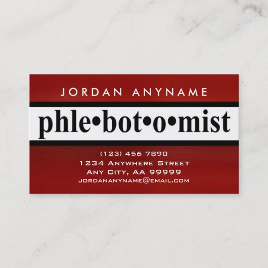 Flebotomist rode streep (DUBBELZIJDIG) Visitekaartje (Voorkant)