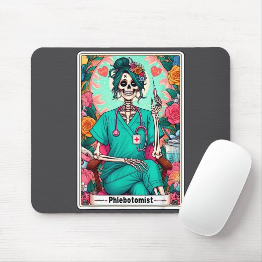 Flebotomist Tarotkaart Skelet Flebotomie Tech P Muismat (Met muis)