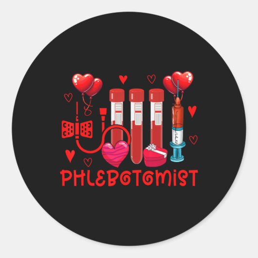 Flebotomist Valentijnsdag Flebotomist Tools Cu Ronde Sticker (Voorkant)