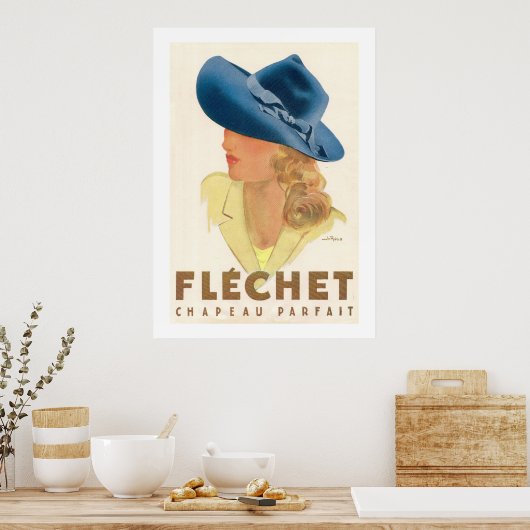 Fléchet (Vintage french hat ads) Poster (Keuken)