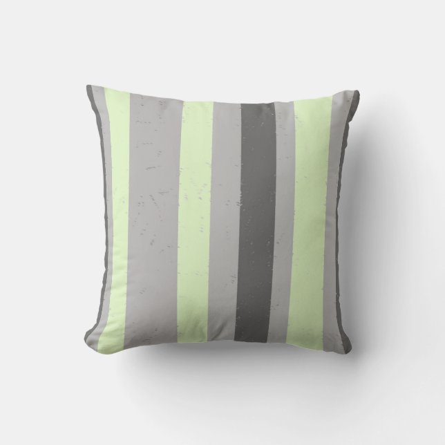 Flecked Stripes Houtskool en Lichtgrijze Mint Groe Kussen (Voorkant)