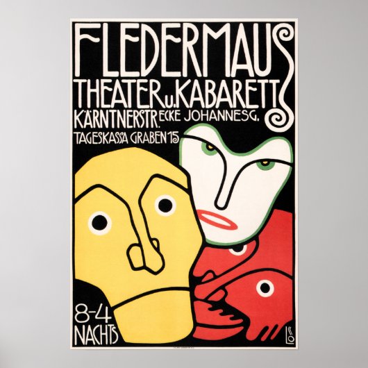 FLEDERMUS THEATER EN CABARET Art Deco Adverteren Poster (Voorkant)