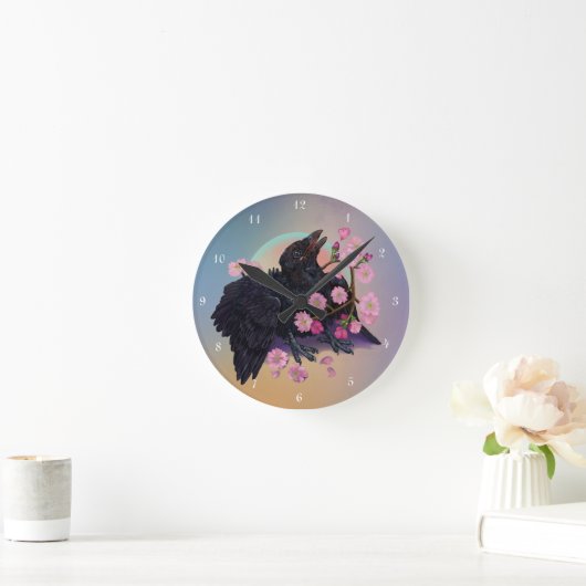 Fledgling met appelbloesems ronde klok (Huis)