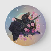 Fledgling met appelbloesems ronde klok (Voorkant)