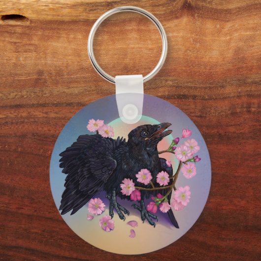 Fledgling met appelbloesems sleutelhanger (Achterkant)