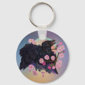 Fledgling met appelbloesems sleutelhanger (Achterkant)