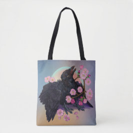 Fledgling met appelbloesems tote bag