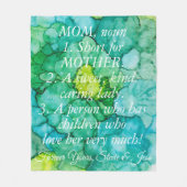 Fleece Blanket "Blue-Green Flowers" Personaliseert (Voorkant)