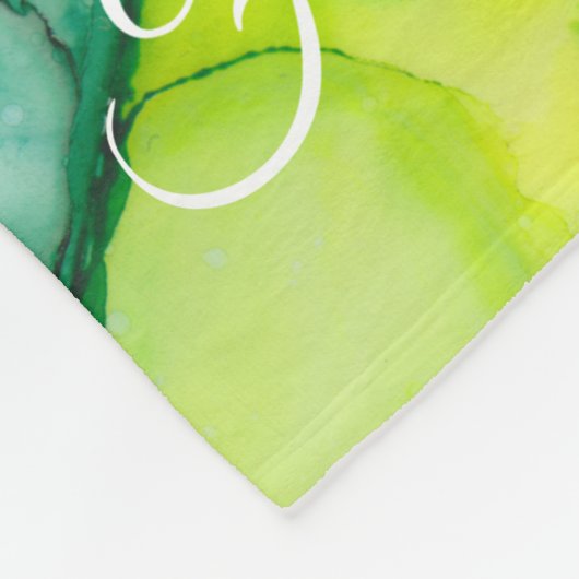 Fleece Blanket "Blue-Green Flowers" Personaliseert Deken (Hoek)
