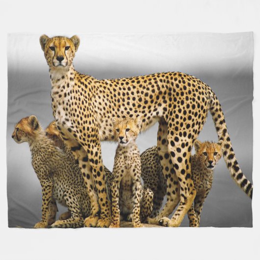 Fleece Blanket/Cheetah & Cubs Deken (Voorkant (Horizontaal))
