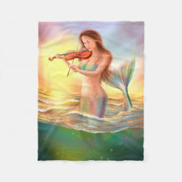 Fleece Blanket, fantasie-zeemeermin speelt viool Deken