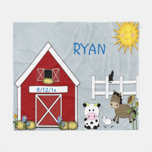 Fleece Blanket Farm Animals, Paarden, Koe Lamb.