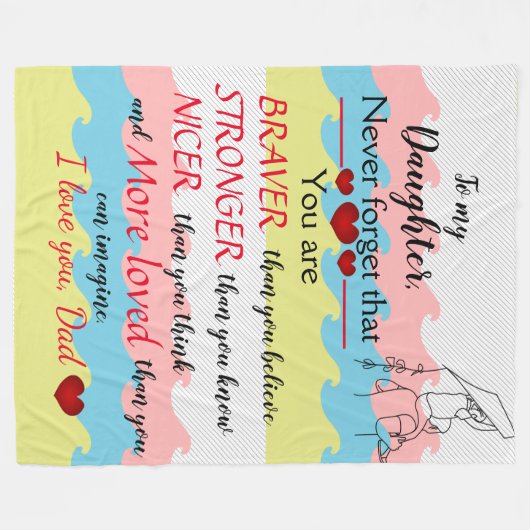 Fleece Blanket father/dochter love message (Voorkant (Horizontaal))