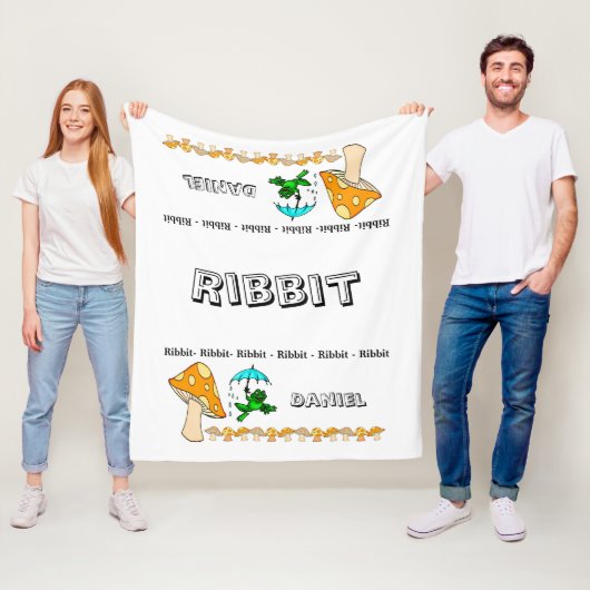 Fleece Blanket Frog Ribbit paddenstoel Deken (In situ)