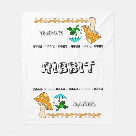 Fleece Blanket Frog Ribbit paddenstoel Deken (Voorkant)
